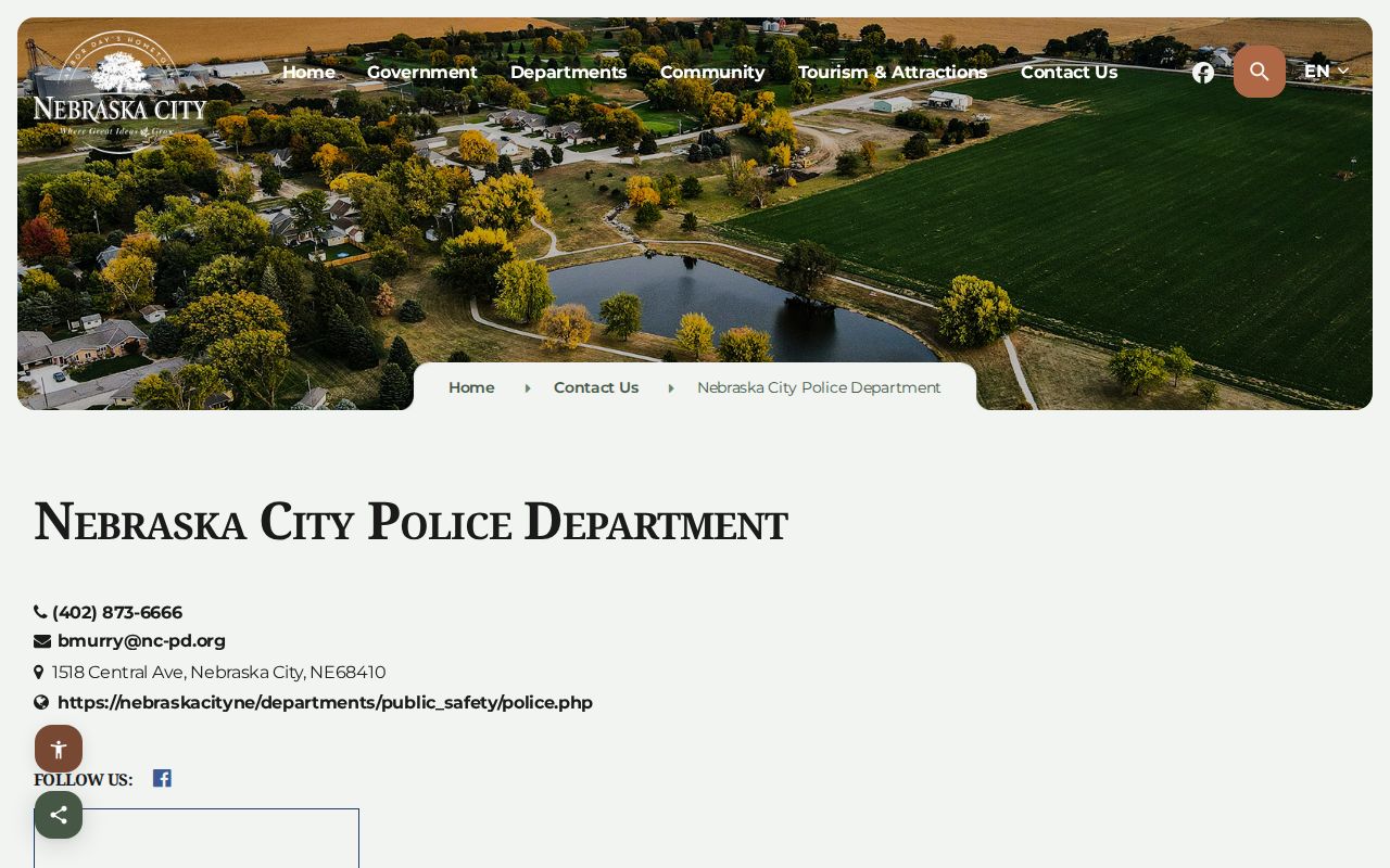 Nebraska City Police Department arrest-record contact source