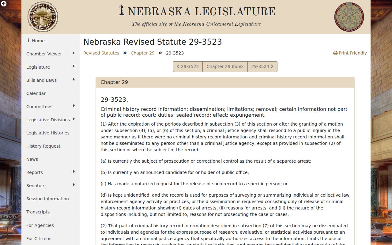 Otoe County booking record sealing statute source