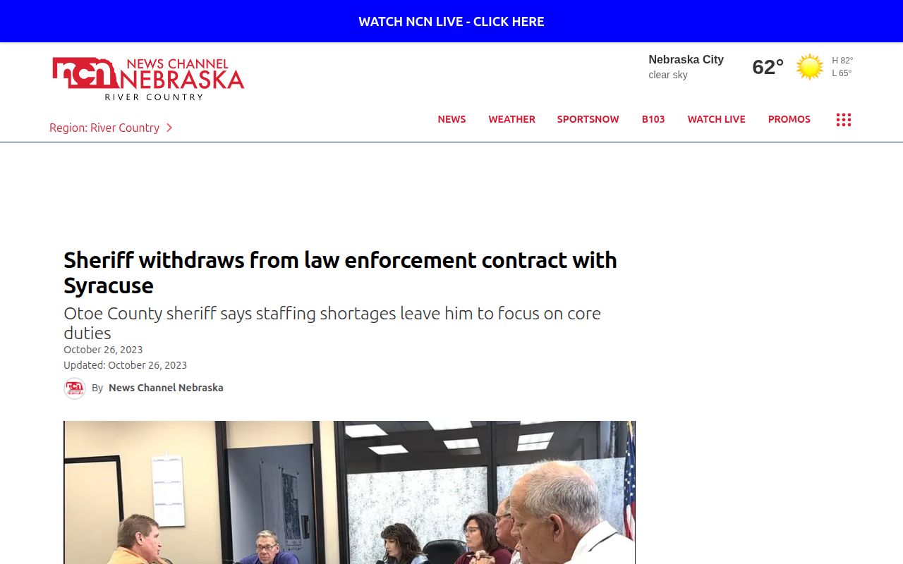Syracuse Otoe County sheriff service-history news source